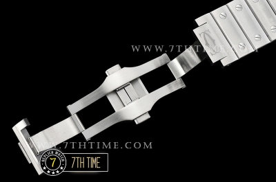 Cartier Santos White Dial with Black Roman Numeral Markers Solid Stainless Steel