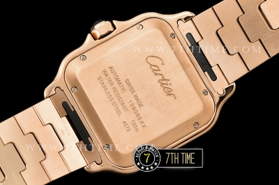 Cartier Santos White Dial with Black Roman Numeral Markers 18K Rose Gold Thick Plated Case and Bracelet