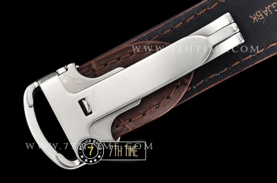 Cartier Santos White Dial with Black Roman Numeral Markers Yellow Gold Plated Bezel Brown Croc Embossed Print Calf Leather Strap