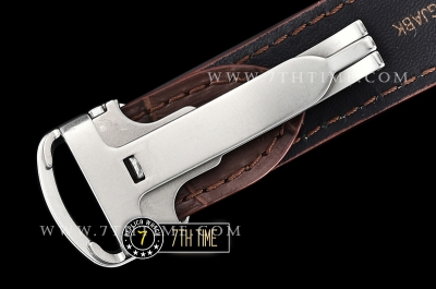Cartier Santos 35mm White Dial with Black Roman Numeral Markers Yellow Gold Plated Bezel Brown Croc Embossed Print Calf Leather Strap