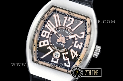 Franck Muller Vanguard V45 Series Silver Grey Textured Dial with Lume Numeral Markers