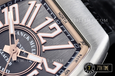 Franck Muller Vanguard V45 Series Silver Grey Textured Dial with Lume Numeral Markers