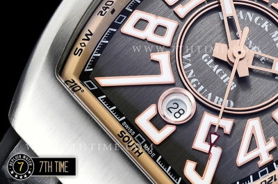 Franck Muller Vanguard V45 Series Silver Grey Textured Dial with Lume Numeral Markers