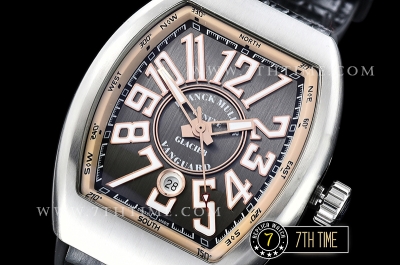 Franck Muller Vanguard V45 Series Silver Grey Textured Dial with Lume Numeral Markers