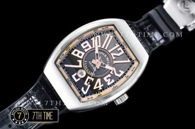 Franck Muller Vanguard V45 Series Silver Grey Textured Dial with Lume Numeral Markers