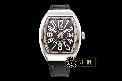 Franck Muller Vanguard V45 Series Silver Grey Textured Dial with Lume Numeral Markers