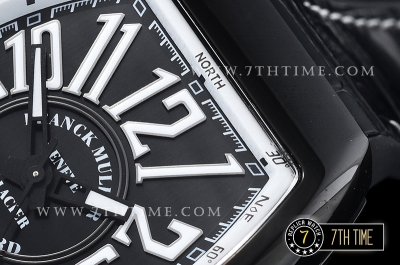 Franck Muller Vanguard V45 Series Black Textured Dial with Lume Numeral Markers Thick PVD Coated Bezel And Case