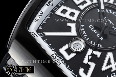 Franck Muller Vanguard V45 Series Black Textured Dial with Lume Numeral Markers Thick PVD Coated Bezel And Case