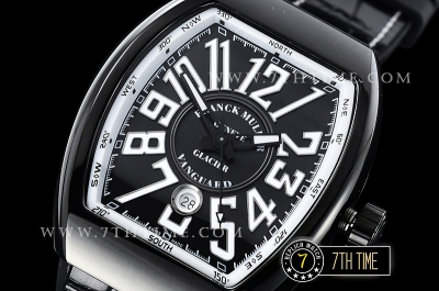 Franck Muller Vanguard V45 Series Black Textured Dial with Lume Numeral Markers Thick PVD Coated Bezel And Case