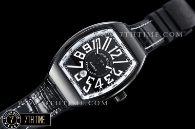 Franck Muller Vanguard V45 Series Black Textured Dial with Lume Numeral Markers Thick PVD Coated Bezel And Case