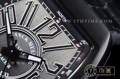 Franck Muller Vanguard V45 Series Silver Grey Textured Dial with Numeral Markers PVD Coated Bezel And Case