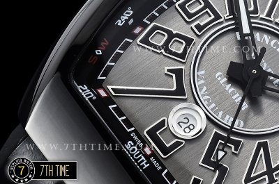 Franck Muller Vanguard V45 Series Silver Grey Textured Dial with Numeral Markers PVD Coated Bezel And Case