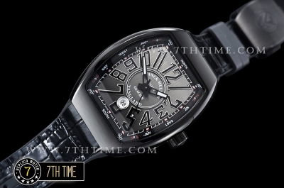 Franck Muller Vanguard V45 Series Silver Grey Textured Dial with Numeral Markers PVD Coated Bezel And Case