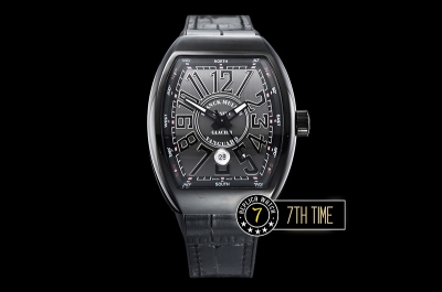 Franck Muller Vanguard V45 Series Silver Grey Textured Dial with Numeral Markers PVD Coated Bezel And Case