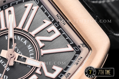 Franck Muller Vanguard V45 Series  Silver Grey Textured Dial with Lume Numeral Markers 18K Rose Gold Thick Plated Bezel And Case