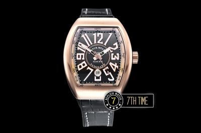 Franck Muller Vanguard V45 Series  Silver Grey Textured Dial with Lume Numeral Markers 18K Rose Gold Thick Plated Bezel And Case