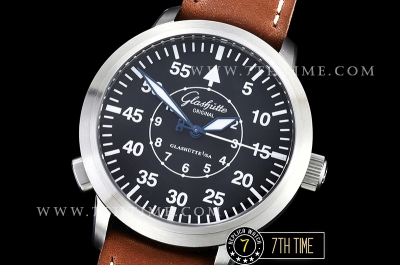 Glashutte Senator Navigator Black Dial with Numerals Leather Strap