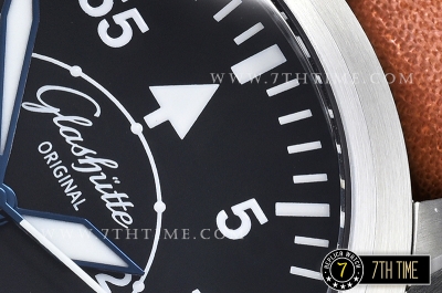 Glashutte Senator Navigator Black Dial with Numerals Leather Strap