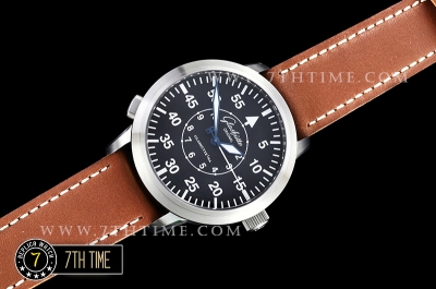 Glashutte Senator Navigator Black Dial with Numerals Leather Strap