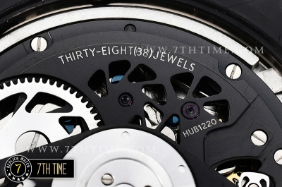 Hublot Big Bang Unico Sapphire Skeletonal Dial with Numeral Markers & Black Rehaut Baguette Rainbow Colored Gems Bezel