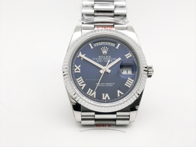 DayDate 36mm Wt 904L Flt SS/SS Blue/Rm QF VR3255