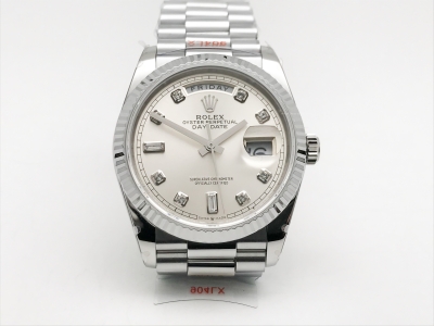 DayDate 36mm Wt 904L Flt SS/SS Silv/Dia QF VR3255