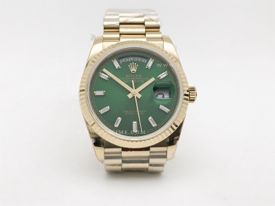 DayDate 36mm Wt 904L Flt YG/YG Green/Bag QF VR3255