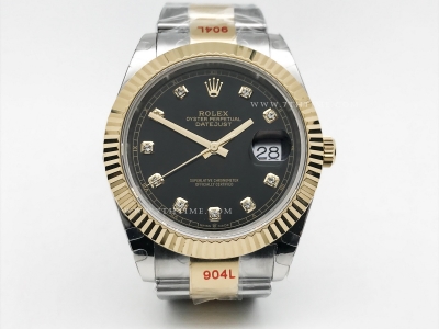 DJ2 41mm Oys Flt 904L YG/SS Blk/Dia GMF V2 VR3235