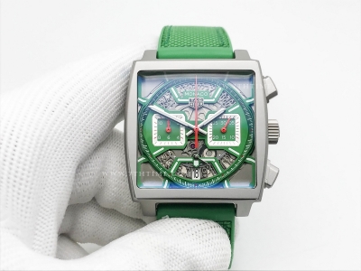 Tag Monaco Chronograph Green TI/RU Grn/Wht A8F VK63A