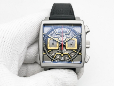 Tag Monaco Chronograph Black TI/RU Blk/Yelw A8F VK63A
