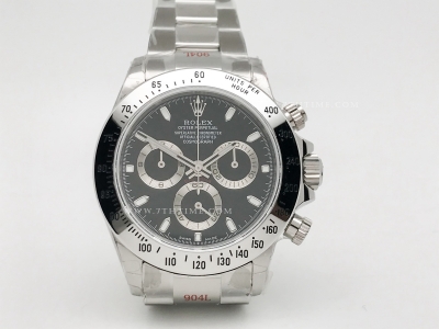 Daytona 116520 904L SS/SS Blk/Stk GMF A7750