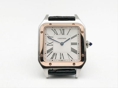 Santos De Cartier 32mm Mens RG/SS/LE Wht OKF Sw Qtz