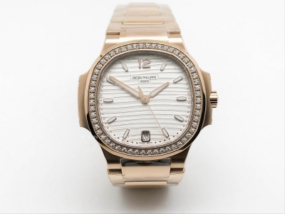 Nautilus Ladies 7118 35mm Dia RG/RG Wht/Stk PPF A324