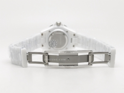 J-12 Ladies 33mm Dia CER/CER Wht/Dia XF Sw Qtz