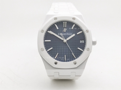 Royal Oak 41mm 15500 Wht CER/CER Blue APSF A4302