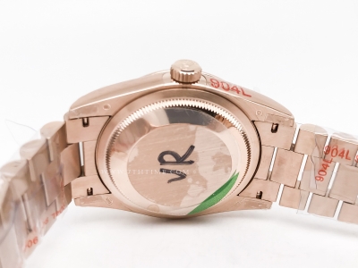 DayDate 36mm Wt 904L Flt RG/RG Brn/Rm Stk QF VR3255