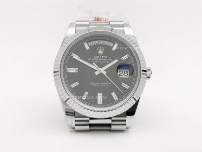 DayDate 40mm 228239 904L Flt Wt SS/SS Blk/Dia Noob A2836