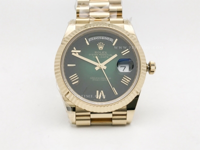 DayDate 228238 40mm 904L Flt Wt YG/YG O-Grn/Rm Noob A2836