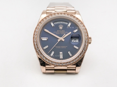 DayDate 40mm Flt Dia RG/RG Blue/Dia BPF VR3255