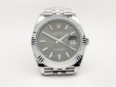 DJ2 126334 41mm Jub Flt 904L SS/SS Grey/Stk JQF VR3235