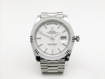 DayDate 40mm 904L Flt SS/SS Wht/Stk GMF A2836