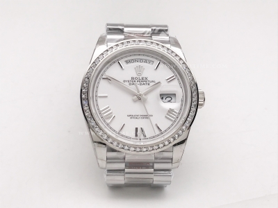 DayDate 128399TBR 36mm Wt 904L Dia SS/SS Wht/Rm GMF A2836