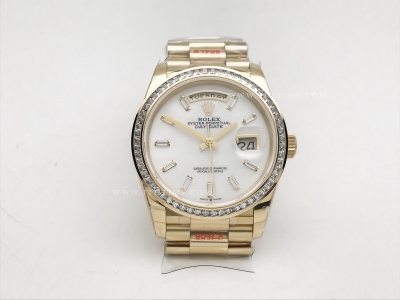 DayDate 128398TBR 36mm Wt 904L Dia YG/YG M-Wht/Dia GMF A2836