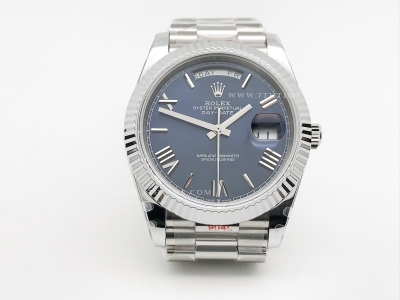 DayDate 40mm 904L Flt SS/SS Blue/Rm/Stk GMF A2836