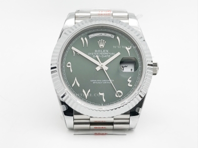 DayDate 40mm 904L Flt SS/SS Green/Ara GMF A2836