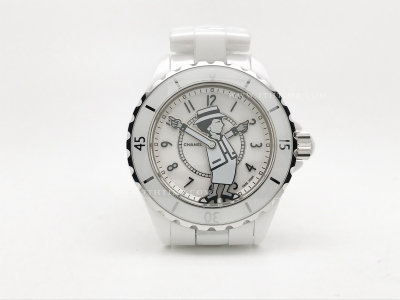 XHANEL J-12 38mm Wht Coco CER/CER Wht/Num HTF A2892