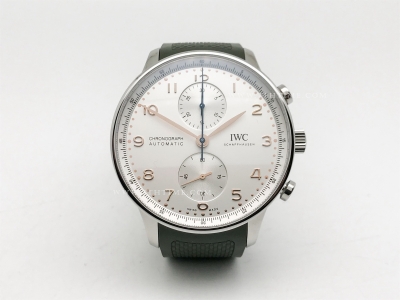 Portuguese Chrono IW3716 Grn SS/RU Wht/Num Z+F A69355