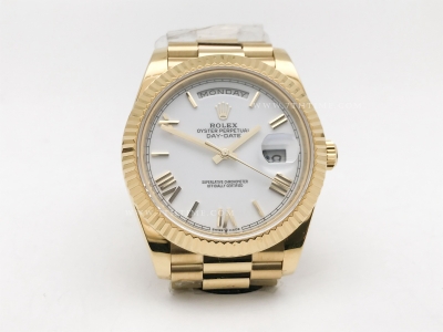 DayDate 40mm 228238 904L Flt Wt YG/YG Wht/Rm KF VR3255