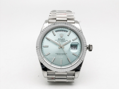 DayDate 40mm 904L Flt SS/SS L-Blue/Stk GMF VR3255