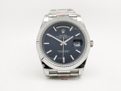 DayDate 40mm 904L Flt SS/SS Blue/Stk GMF VR3255